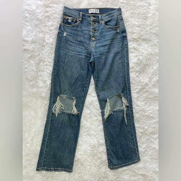 DAZE Tough Love Distressed 90’s Baggy Straight Jeans - Picture 1 of 9